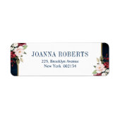 Burgundy Navy Blush Floral Geometric Wedding Label (Voorkant)