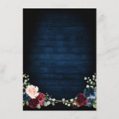 Burgundy Navy Blush Floral Geometric Wedding Menu (Achterkant)