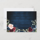 Burgundy Navy Blush Floral Geometric Wedding RSVP Kaartje (Achterkant)