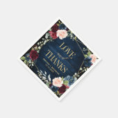 Burgundy Navy Blush Floral Geometric Wedding Servet (Hoek)