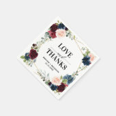 Burgundy Navy Blush Floral Geometric Wedding Servet (Hoek)