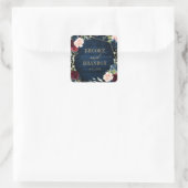 Burgundy Navy Blush Floral Geometric Wedding Vierkante Sticker (Tas)