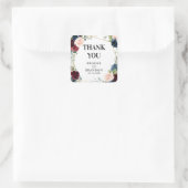 Burgundy Navy Blush Floral Geometric Wedding Vierkante Sticker (Tas)