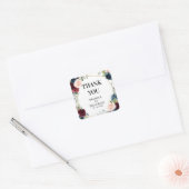 Burgundy Navy Blush Floral Geometric Wedding Vierkante Sticker (Envelop)