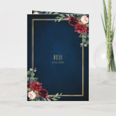Burgundy Navy Blush Floral Gold Geometric Wedding (Achterkant)