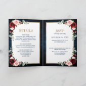 Burgundy Navy Blush Floral Gold Geometric Wedding (Binnen)