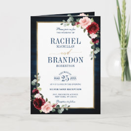 Burgundy Navy Blush Floral Gold Geometric Wedding