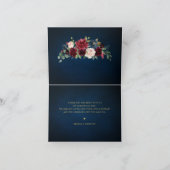 Burgundy Navy Blush Floral Gold Geometric Wedding Bedankkaart (Binnen)