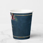 Burgundy Navy Blush Floral Gold Geometric Wedding Papieren Bekers (Links)