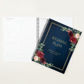 Burgundy Navy Blush Floral Gold Geometric Wedding Planner (Display)