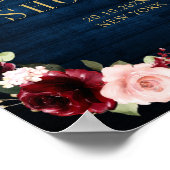 Burgundy Navy Blush Floral Gold Geometric Welkom Poster (Hoek)