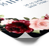 Burgundy Navy Blush Floral Gold Geometric Welkom Poster (Hoek)