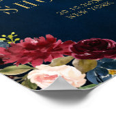 Burgundy Navy Blush Floral Gold Geometric Welkom Poster (Hoek)