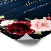 Burgundy Navy Blush Floral Gold Mimosa Bar Poster (Hoek)