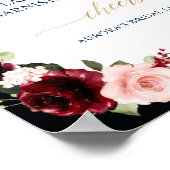 Burgundy Navy Blush Floral Gold Mimosa Bar Poster (Hoek)