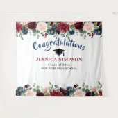 Burgundy Navy Blush Floral Photo Booth Backdrop Wandkleed (Voorkant (horizontaal))