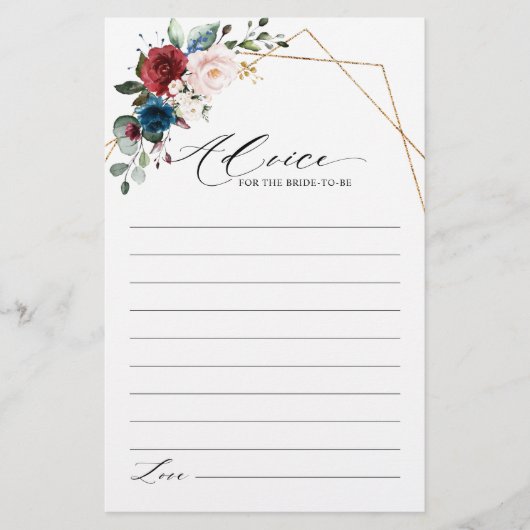 Burgundy Navy Blush Floral Vrijgezellenfeest Advic (Voorkant)