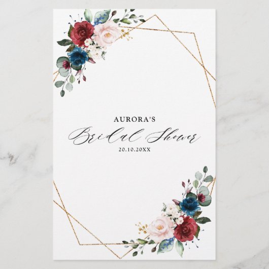 Burgundy Navy Blush Floral Vrijgezellenfeest Advic (Achterkant)