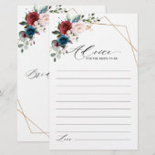 Burgundy Navy Blush Floral Vrijgezellenfeest Advic (Voorkant / Achterkant)