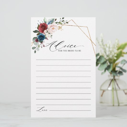 Burgundy Navy Blush Floral Vrijgezellenfeest Advic (Staand voorkant)