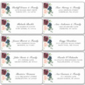 Burgundy Navy Blush Floral Wedding Guest Adres Sticker (Voorkant)