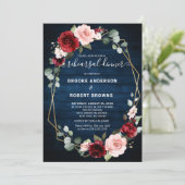 Burgundy Navy Blush Geometric Rehearsal Dinner Kaart (Staand voorkant)