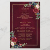 Burgundy Navy Blush Geometric Wedding Program (Achterkant)