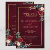 Burgundy Navy Blush Geometric Wedding Program (Voorkant / Achterkant)