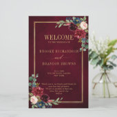 Burgundy Navy Blush Geometric Wedding Program (Staand voorkant)