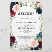 Burgundy Navy Blush Geometric Wedding Program (Voorkant)