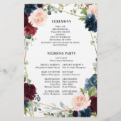 Burgundy Navy Blush Geometric Wedding Program (Achterkant)