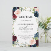 Burgundy Navy Blush Geometric Wedding Program (Staand voorkant)