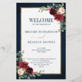 Burgundy Navy Blush Geometric Wedding Program (Voorkant)