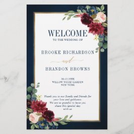 Burgundy Navy Blush Geometric Wedding Program