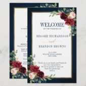 Burgundy Navy Blush Geometric Wedding Program (Voorkant / Achterkant)