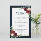 Burgundy Navy Blush Geometric Wedding Program (Staand voorkant)