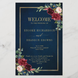 Burgundy Navy Blush Geometric Wedding Program