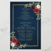 Burgundy Navy Blush Geometric Wedding Program (Achterkant)