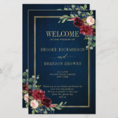 Burgundy Navy Blush Geometric Wedding Program (Voorkant / Achterkant)
