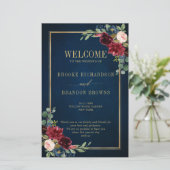 Burgundy Navy Blush Geometric Wedding Program (Staand voorkant)