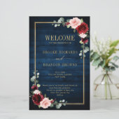 Burgundy Navy Blush Geometric Wedding Program (Staand voorkant)