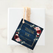 Burgundy Navy Blush Gold Geometric Hartelijk dank Bedankjes Labels (In situ)