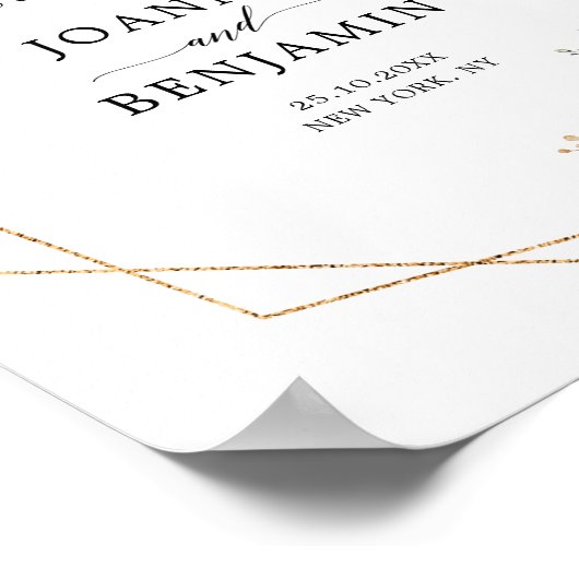 Burgundy Navy Blush Gold Geometric Weddenschap wel Poster (Hoek)