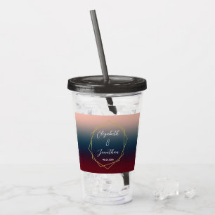 Burgundy Navy Blush Ombre Geometric Wedding Acryl Drinkbeker