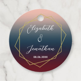 Burgundy Navy Blush Ombre Geometric Wedding Bedankjes Labels