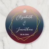 Burgundy Navy Blush Ombre Geometric Wedding Bedankjes Labels (Achterkant)