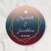 Burgundy Navy Blush Ombre Geometric Wedding Bedankjes Labels (Voorkant)