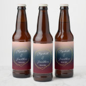 Burgundy Navy Blush Ombre Geometric Wedding Bier Etiket (Flessen)