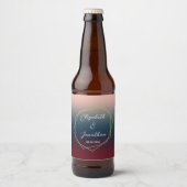 Burgundy Navy Blush Ombre Geometric Wedding Bier Etiket (Voorkant)