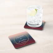 Burgundy Navy Blush Ombre Geometric Wedding Bier Onderzetter (Rechterzijde)